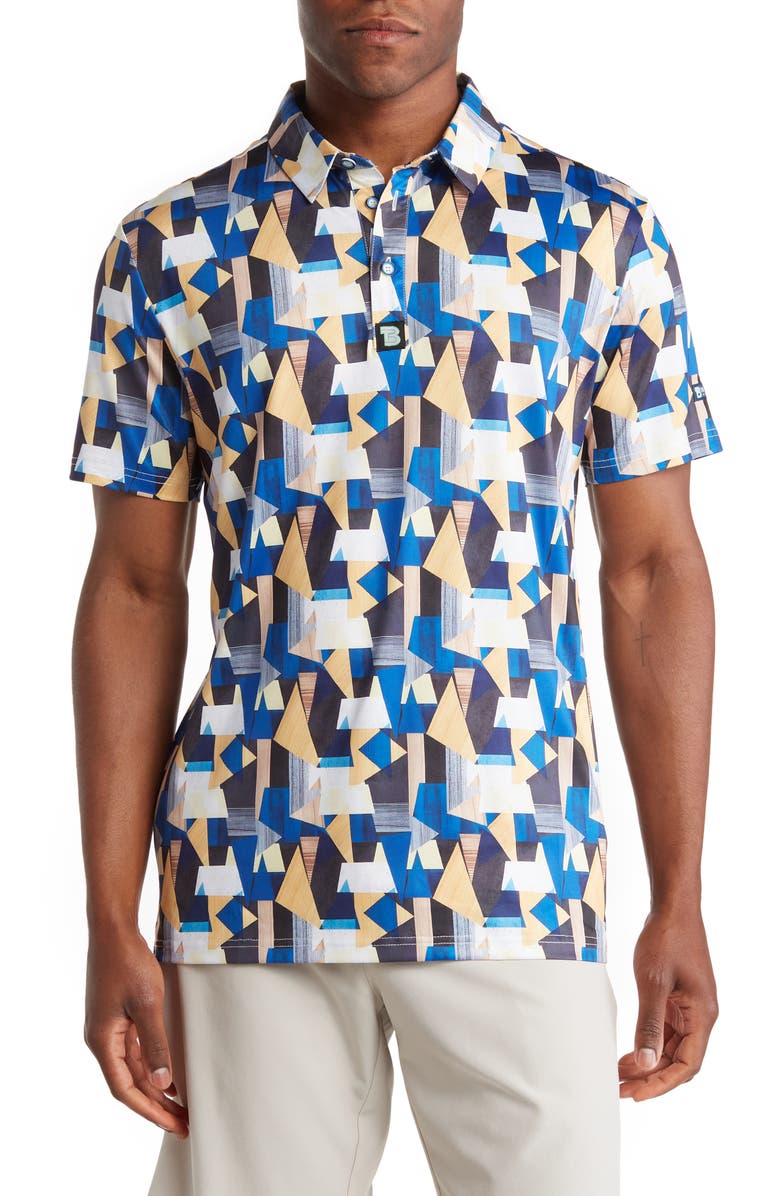 TOM BAINE Patterned Slim Fit Performance Golf Polo, Main, color, Royal