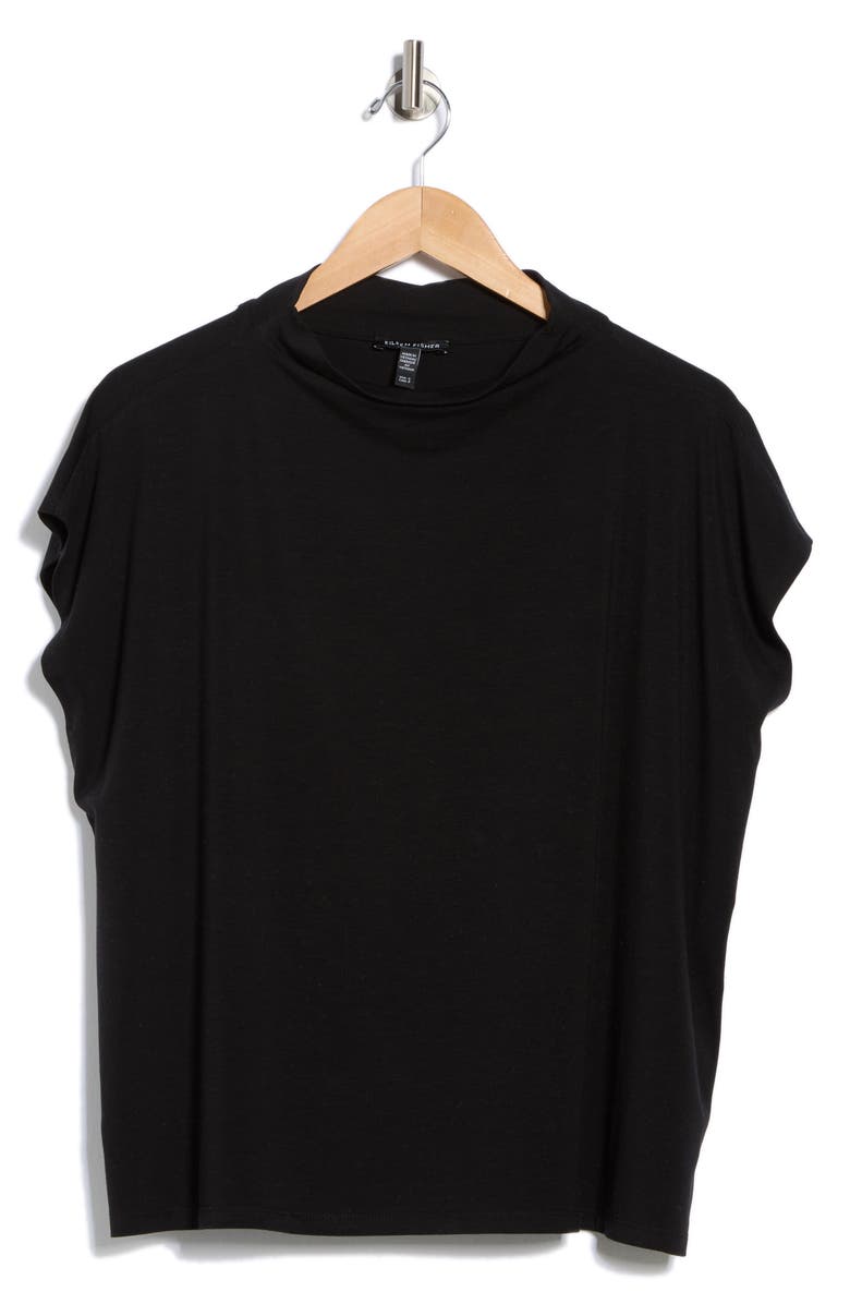 Eileen Fisher Funnel Neck Cap Sleeve Boxy Top, Alternate, color,