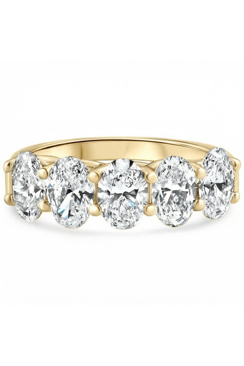 3Ct Oval Shape Diamond Five Stone Wedding Ring 14k Gold Lab Grown, Main, color, 14k Yellow Gold