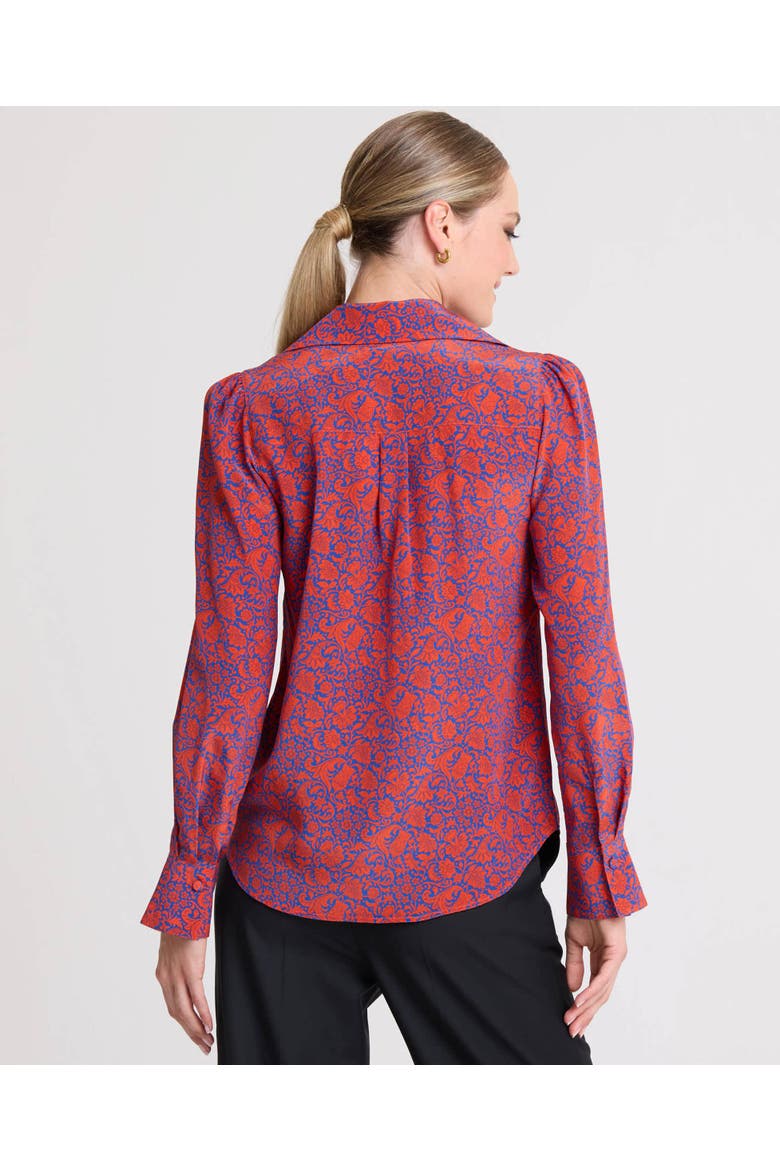 Arabella Silk Collar Blouse, Alternate, color, Red/Blue