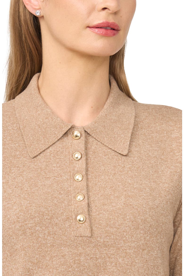 Remy Short Sleeve Button Detail Sweater, Alternate, color, WARM TEA