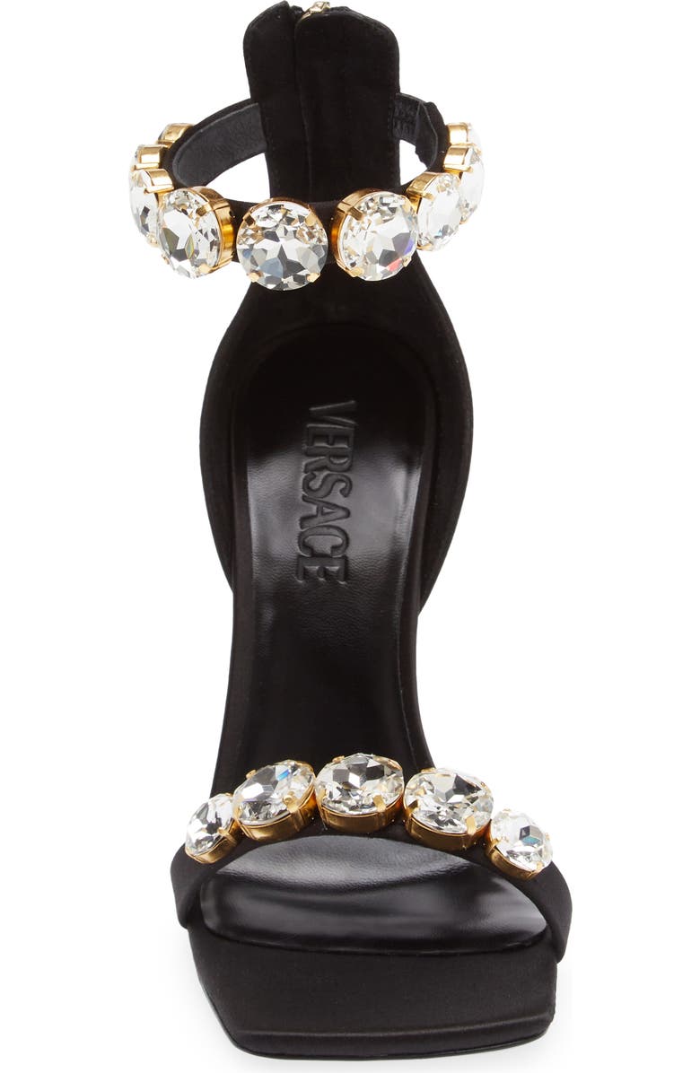 Versace Crystal Embellished Ankle Strap Sandal, Alternate, color,