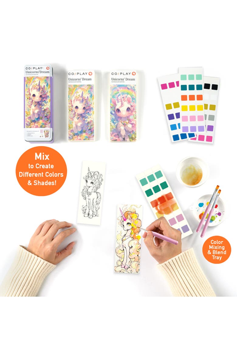 Watercolor Painting Art Kit ,Unicorns Dream, Tin Box, Kids 6+, Alternate, color, Multicolored