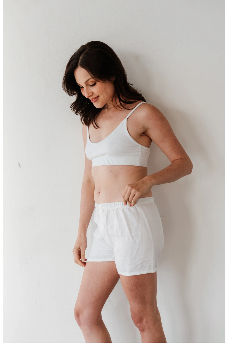 Women's 100% Organic Linen Boxer Shorts, Alternate, color, White