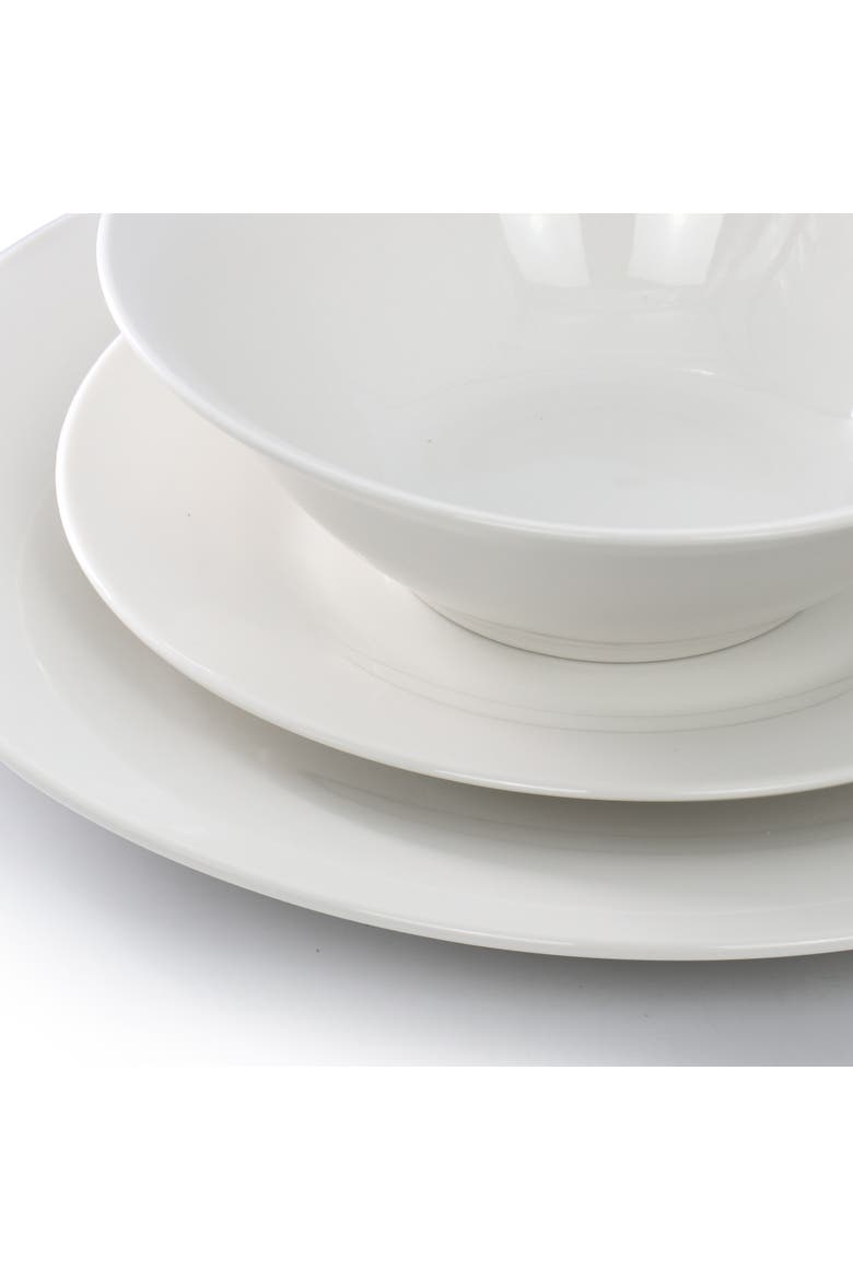 Everyday 12 Piece Round Fine Ceramic Dinnerware Set, Alternate, color, White