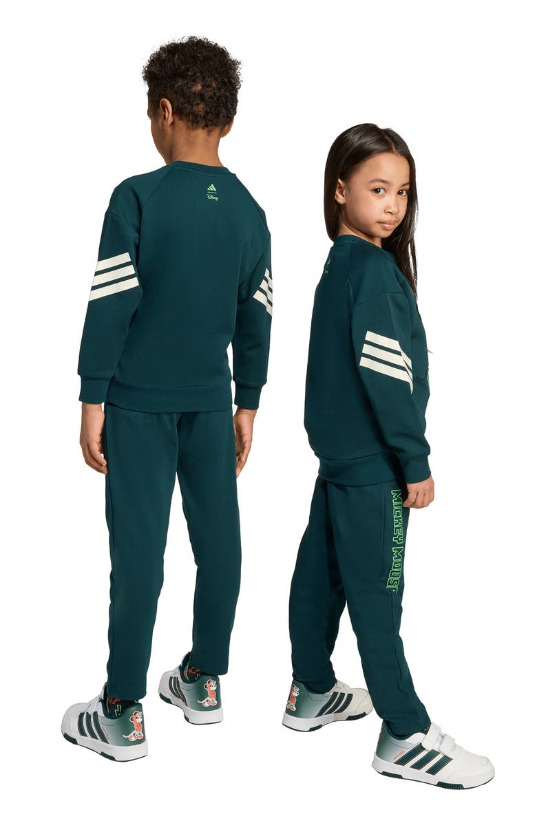adidas Originals x Disney Kids' Mickey Crewneck Sweatshirt & Joggers Set, Alternate, color, Aurivy/Lim