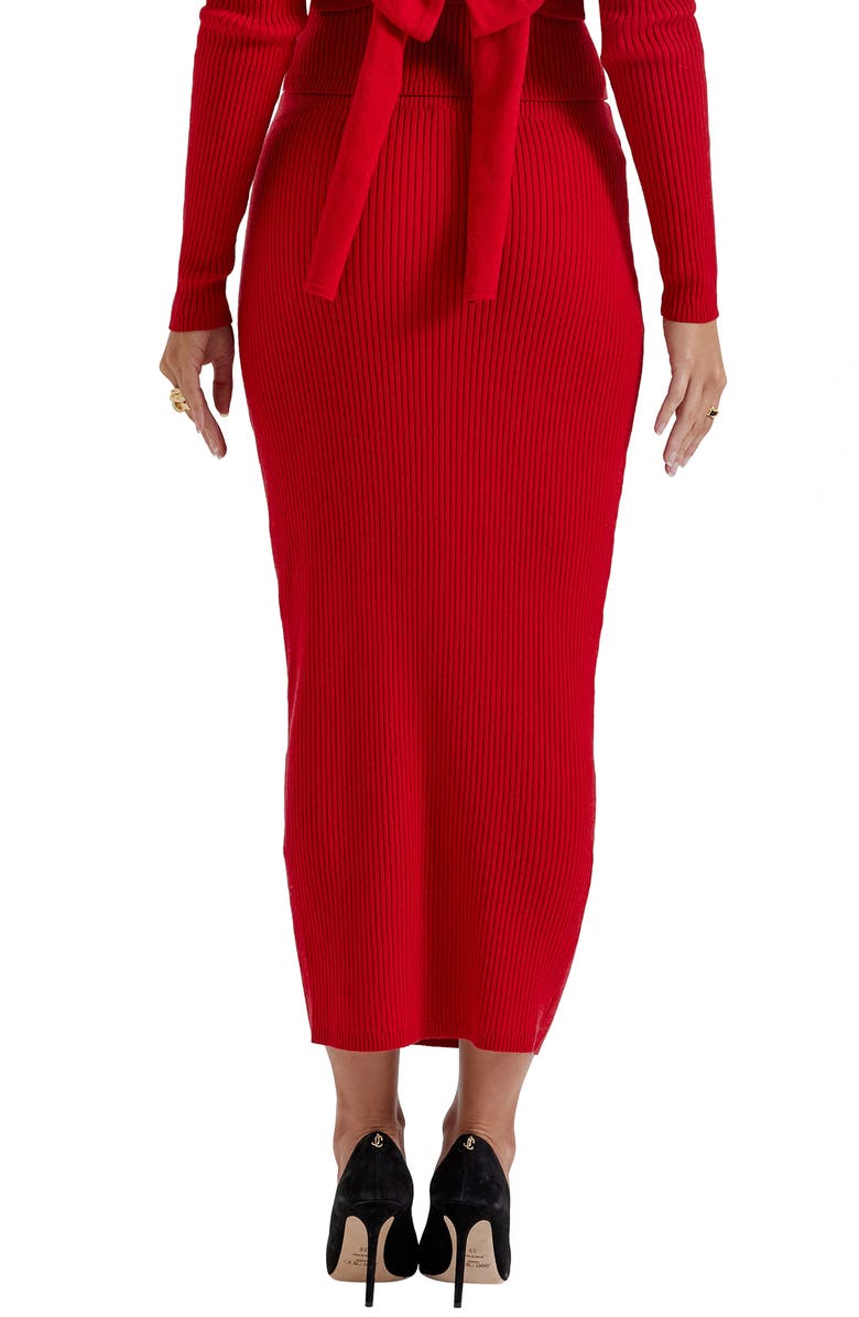 HOUSE OF CB Lourdes Rib Maxi Skirt, Alternate, color, Blood Red