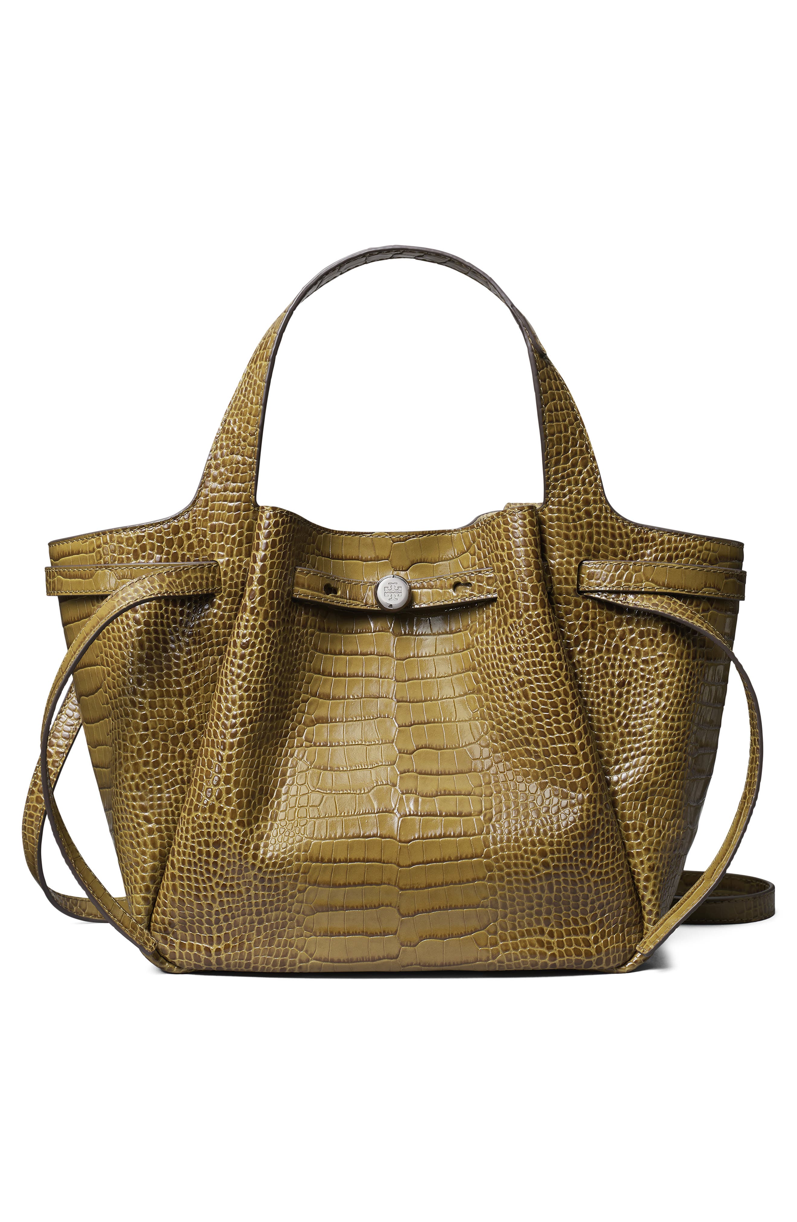 Tory Burch Small Romy Croc Embossed Leather Tote, Alternate, color, 