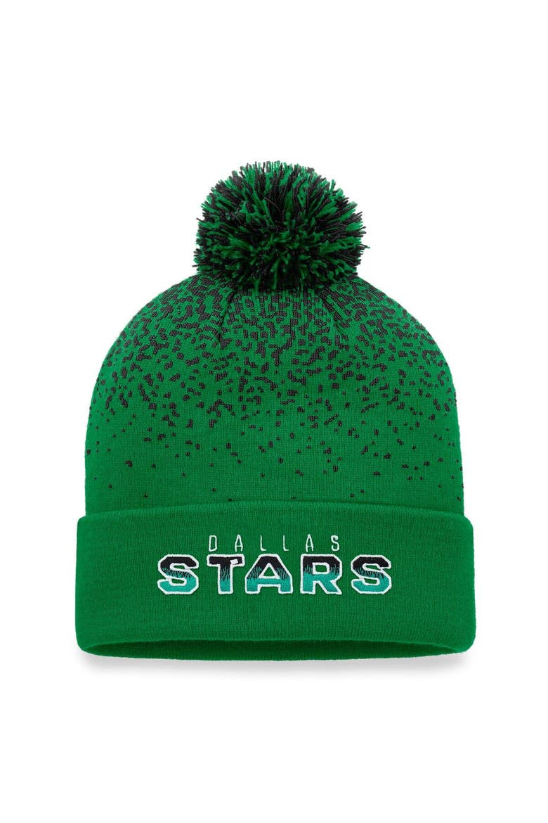 Men's Fanatics Branded Kelly Green Dallas Stars Iconic Gradient Cuffed Knit Hat with Pom, Main, color, Kelly Green