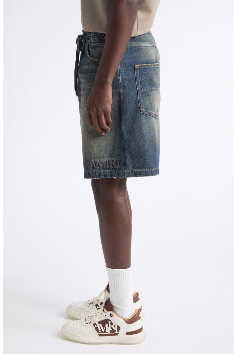 3D Logo Drawstring Denim Shorts, Alternate, color, SANDSTONE