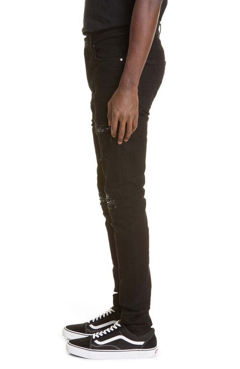 AMIRI Men's MX1 Bandana Ripped Patch Skinny Jeans, Alternate, color,