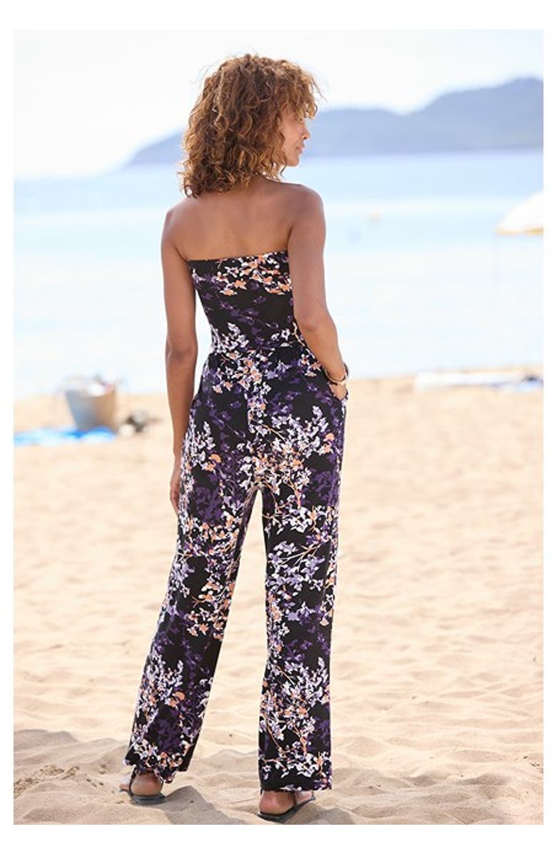 LASCANA Women's Strapless Jumpsuit, Alternate, color, Black & Purple