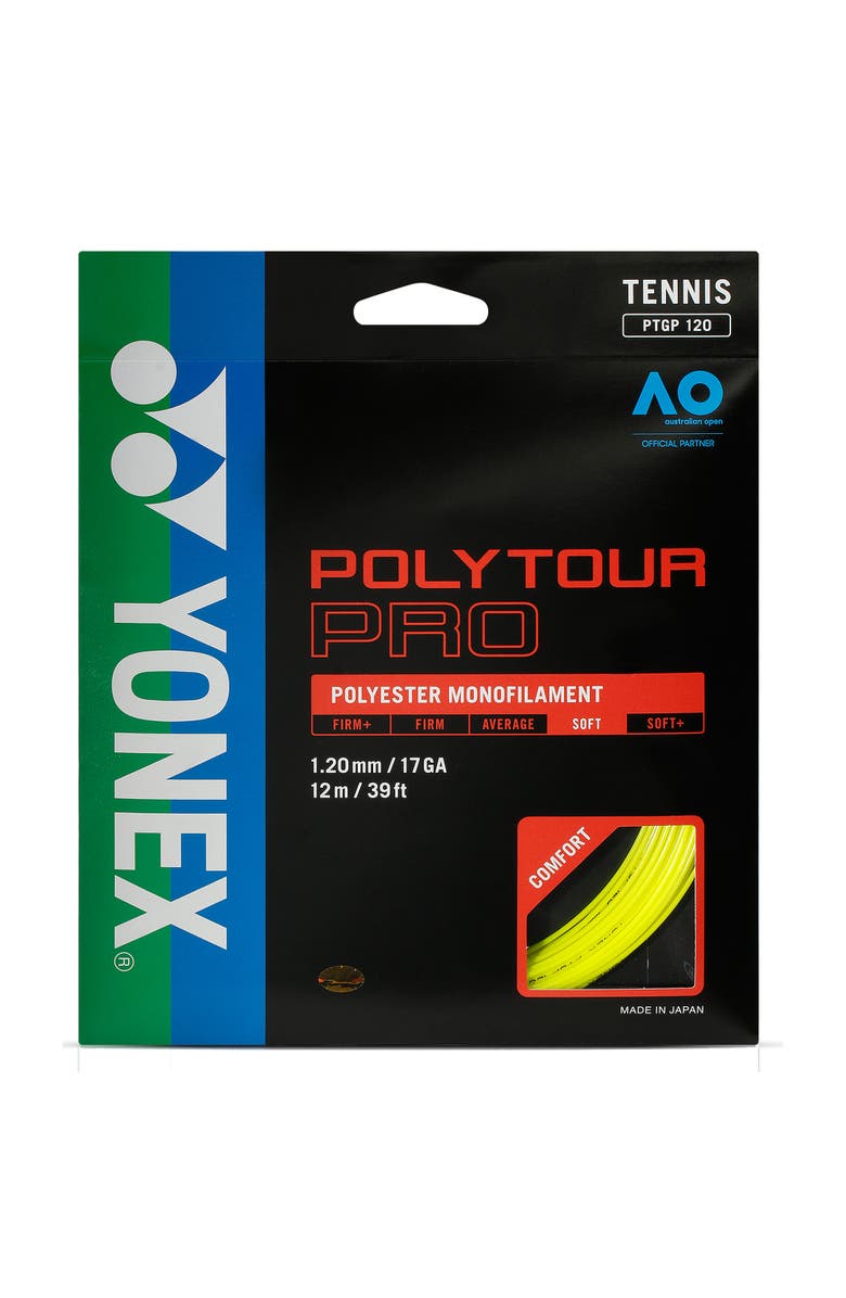 YONEX PolyTour Pro 125 Yellow Tennis String, Main, color, Yellow