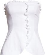 POSSE Florence Strapless Ruffle Trim Linen Peplum Top