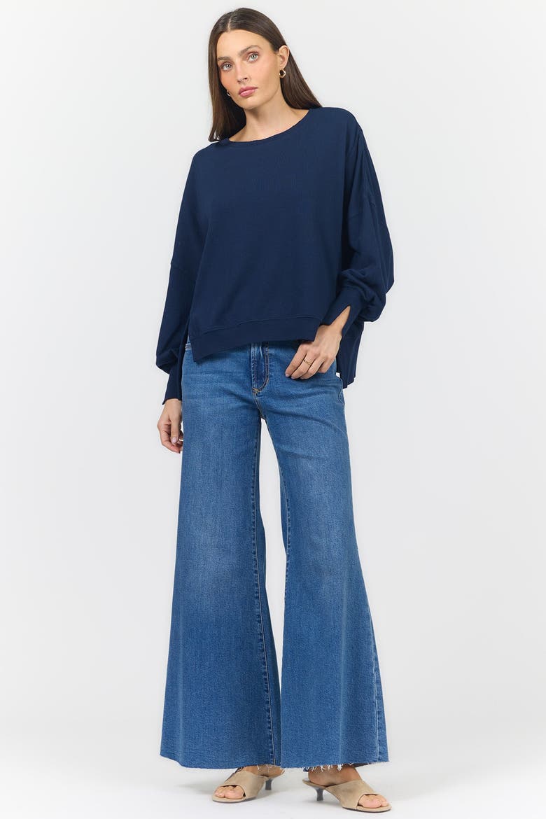 Trenton Oversized Terry Sweatershirt Sweater, Alternate, color, Black Iris
