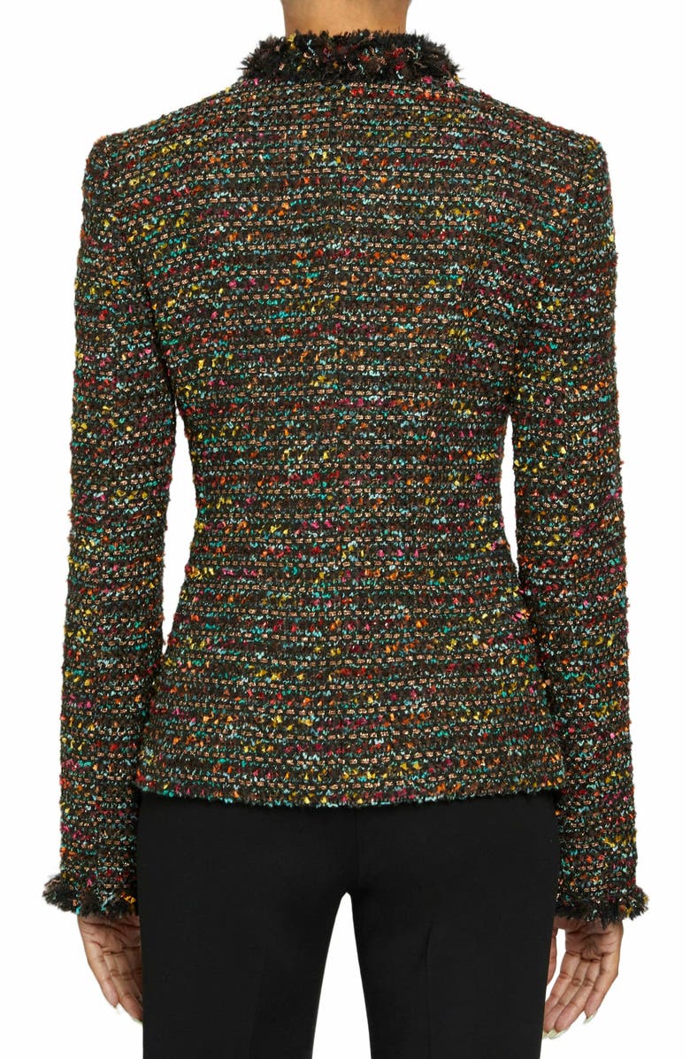 Santorelli RITA Tweed Jacket with Fringe Detail and Accent Buttons, Alternate, color, 
