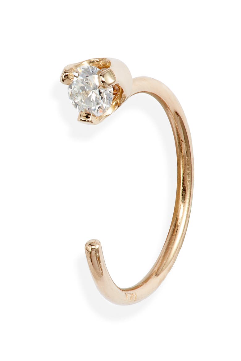 Single Diamond Open Hoop Earring, Main, color, D.05 14KYG