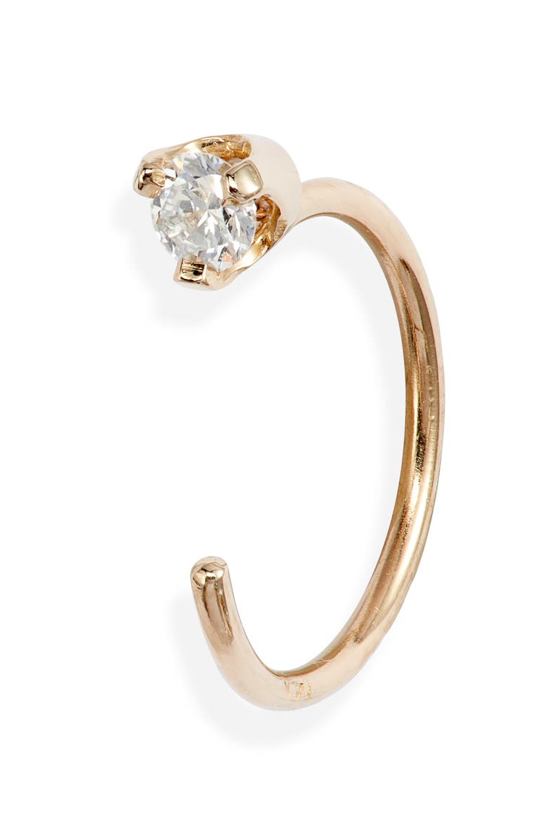 Zoë Chicco Single Diamond Open Hoop Earring, Main, color,