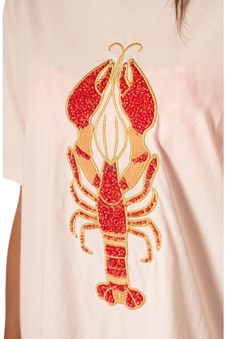 Azalea Lobster Cotton Cover-Up T-Shirt, Alternate, color, OPEN WHITE