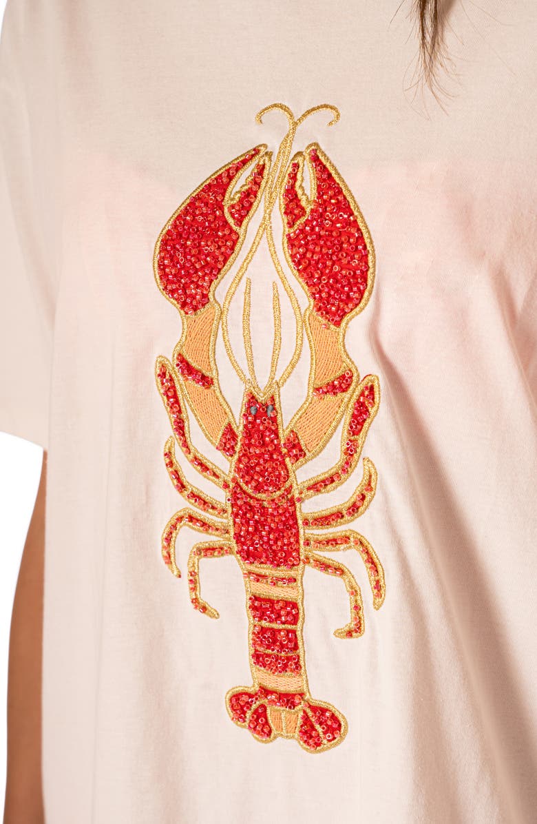 Maaji Azalea Lobster Cotton Cover-Up T-Shirt, Alternate, color, Open White