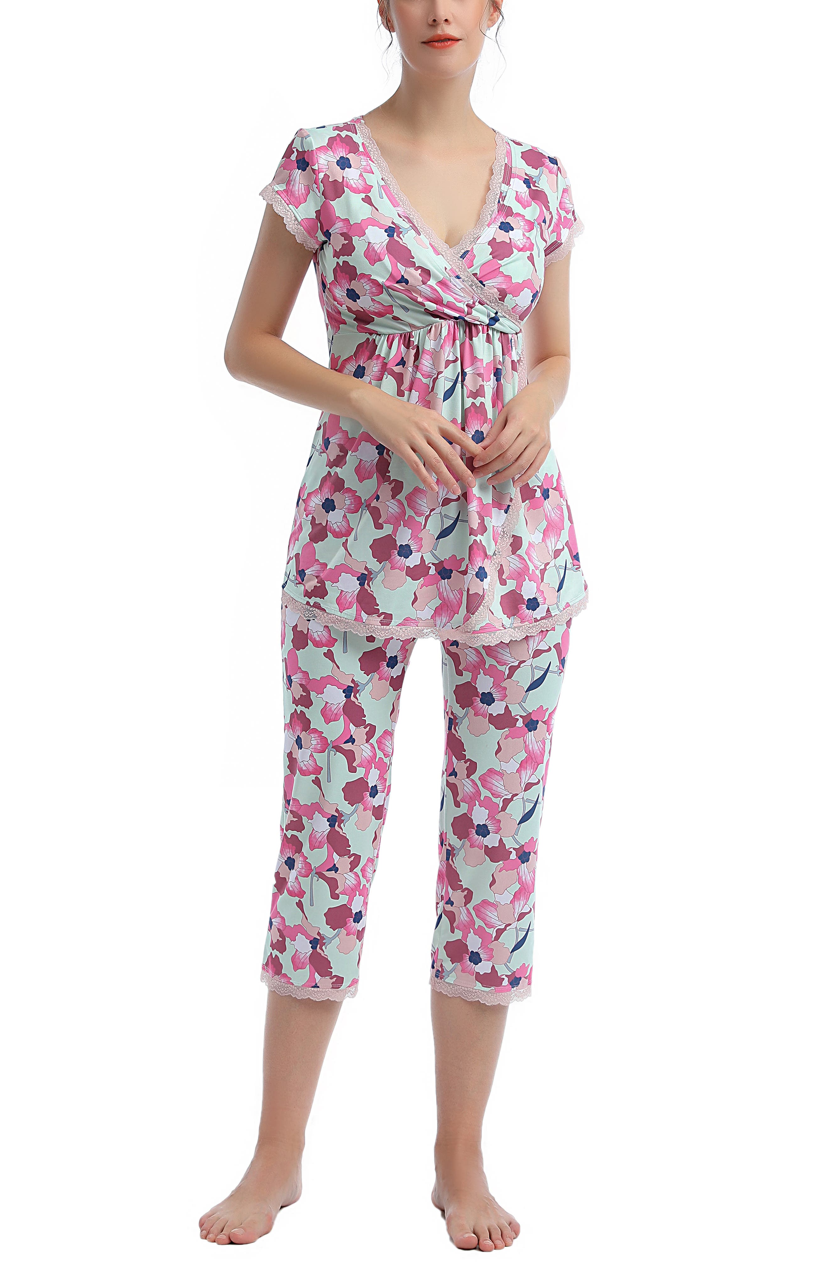 Kimi and Kai Kimi & Kai Addison Nursing/Maternity Pajamas in Parfait Pink 