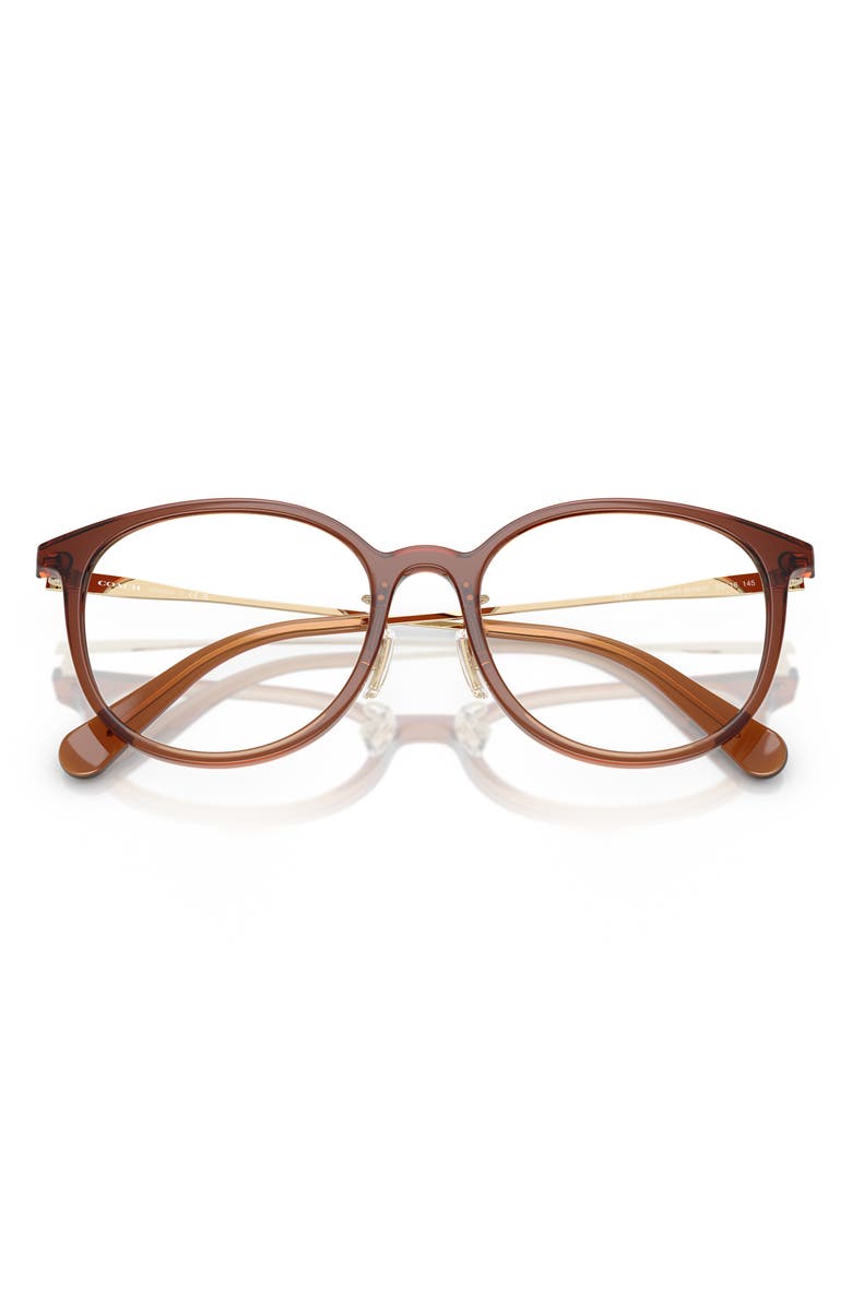 COACH 53mm Round Optical Glasses, Alternate, color, Transparent Brown / Demo Lens
