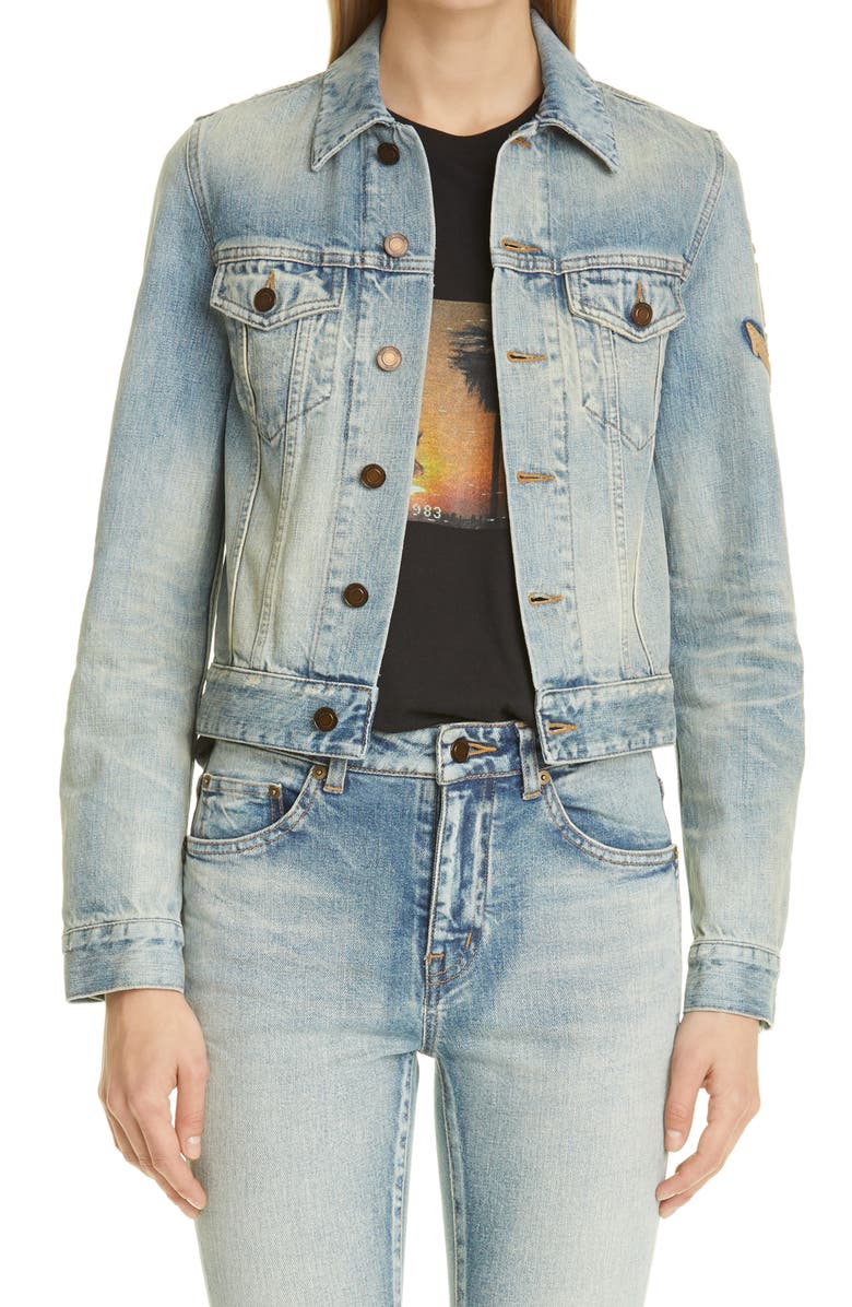 Saint Laurent Boyfriend Denim Jacket, Main, color, 