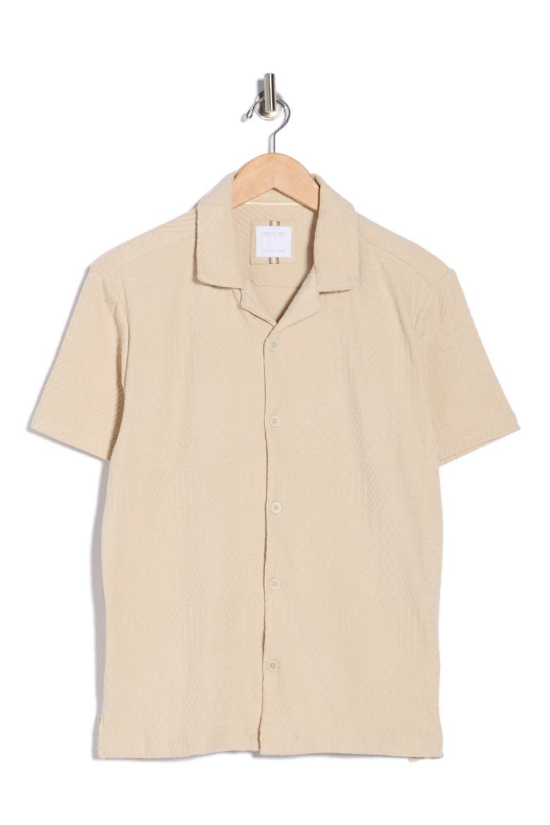 Relaxed Fit Textured Camp Shirt, Alternate, color, SAND
