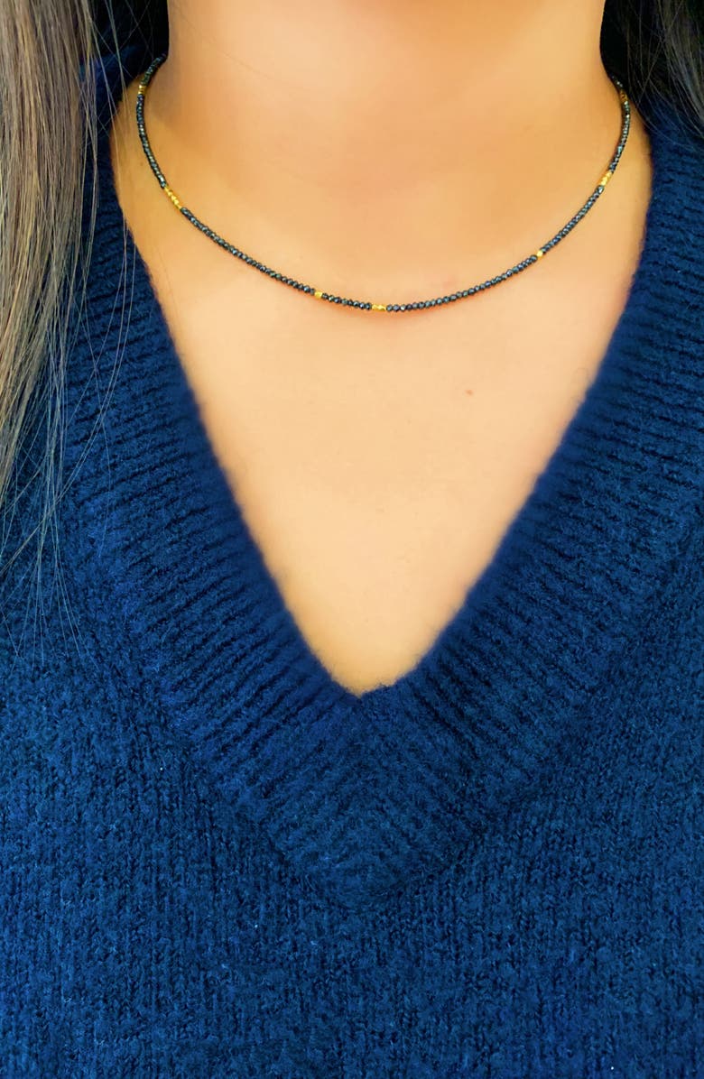 Sethi Couture Noir Black Diamond & Gold Bead Necklace, Alternate, color, Black