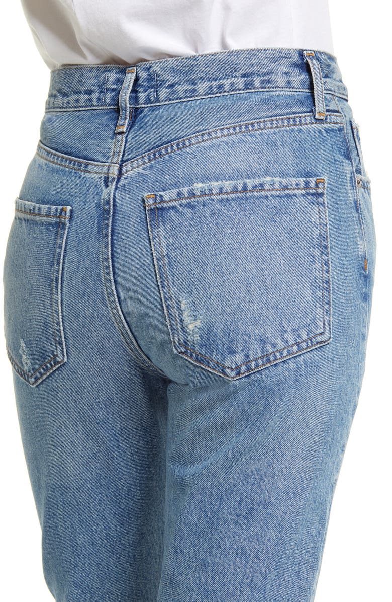 AGOLDE Riley High Waist Chewed Hem Organic Cotton Jeans, Alternate, color,