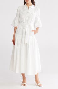 Avec Les Filles Eyelet Tie Waist Shirtdress