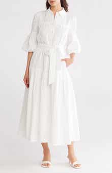 Avec Les Filles Eyelet Tie Waist Shirtdress
