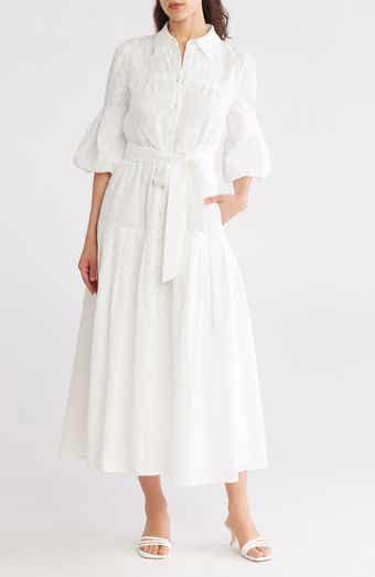 Avec Les Filles Eyelet Tie Waist Shirtdress
