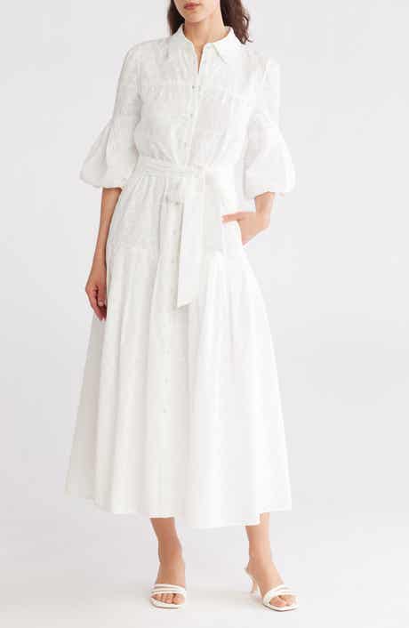 Avec Les Filles Eyelet Tie Waist Shirtdress