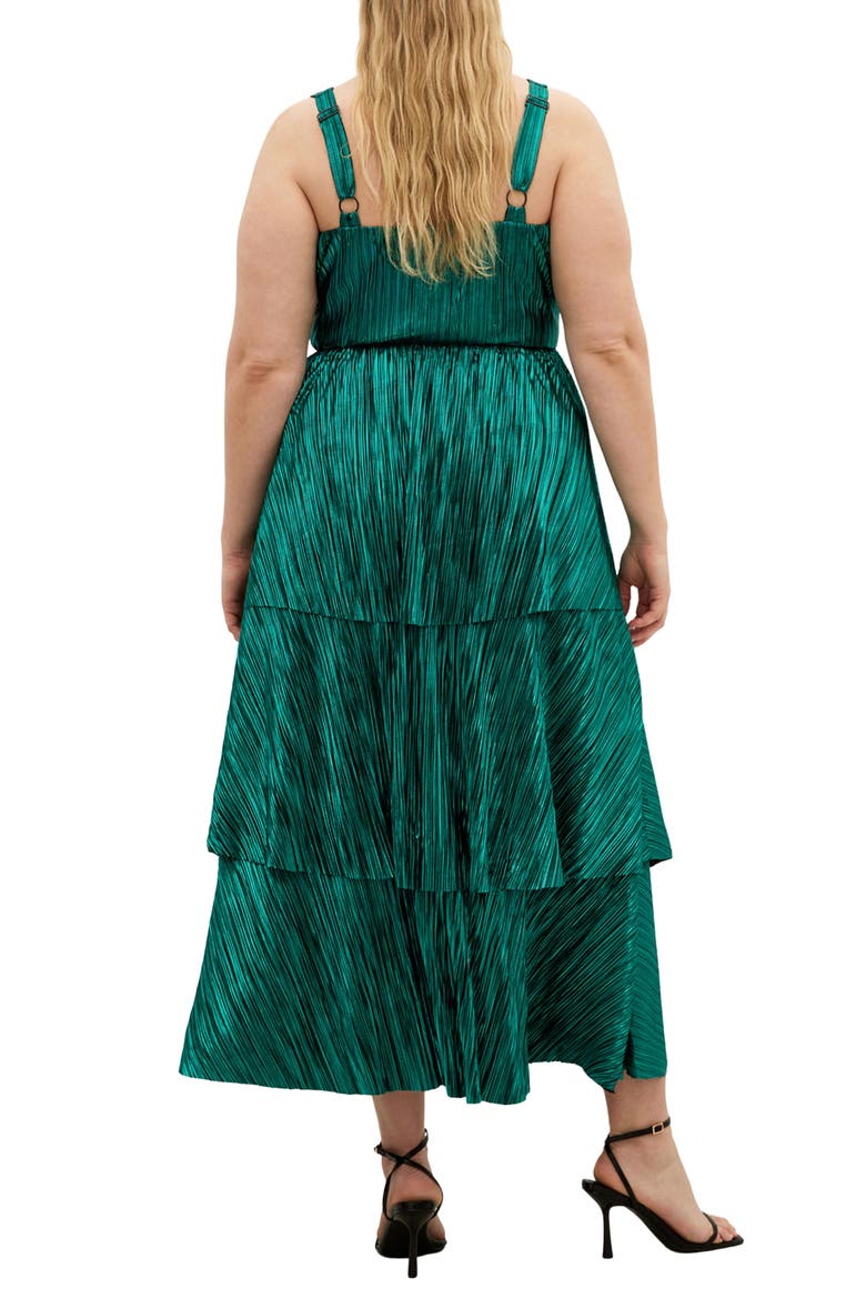 Metallic Tiered Maxi Dress, Alternate, color, EMERALD