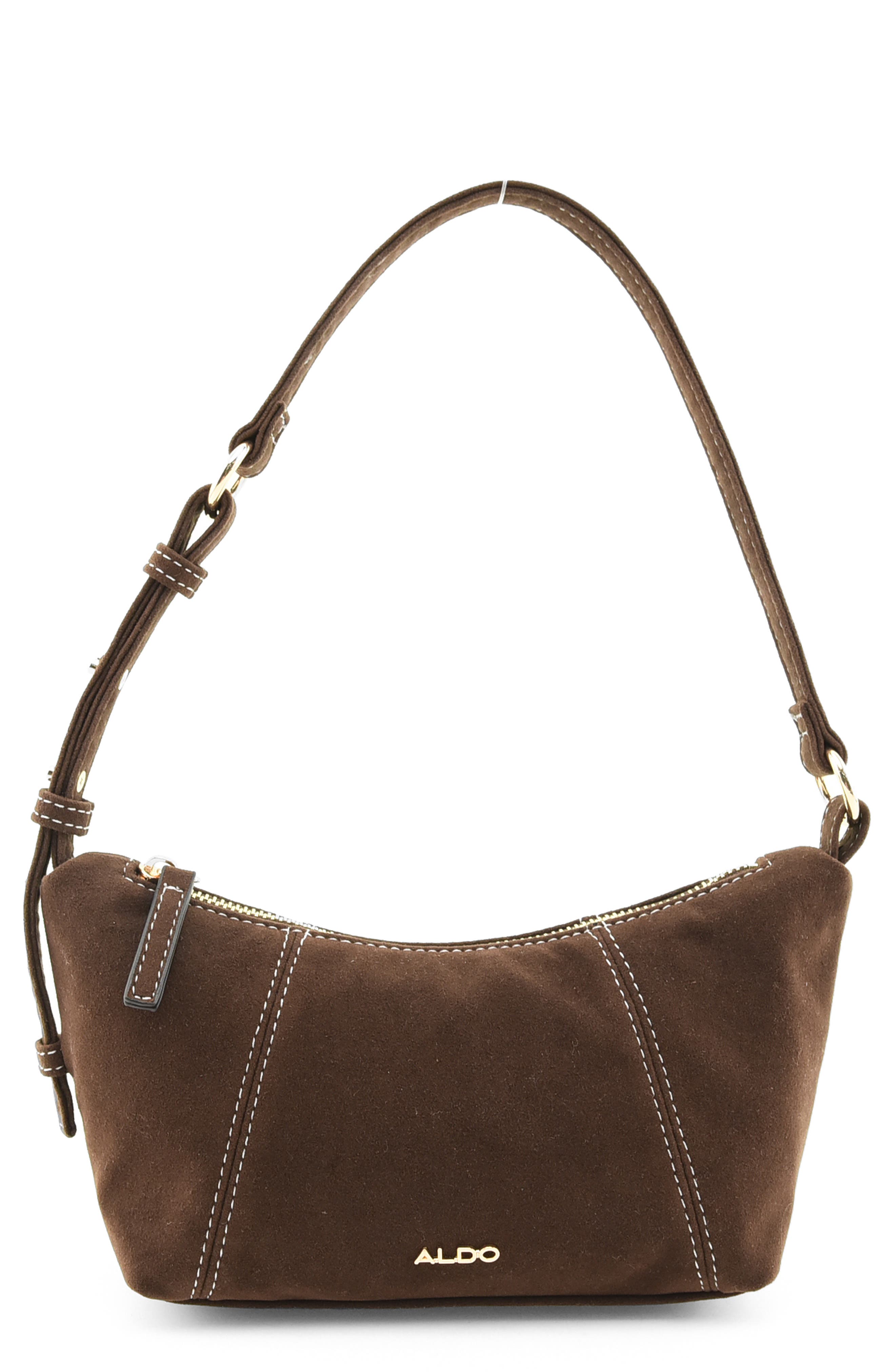 ALDO Moth Contrast Stitch Shoulder Bag, Main, color, Cocoa Brown
