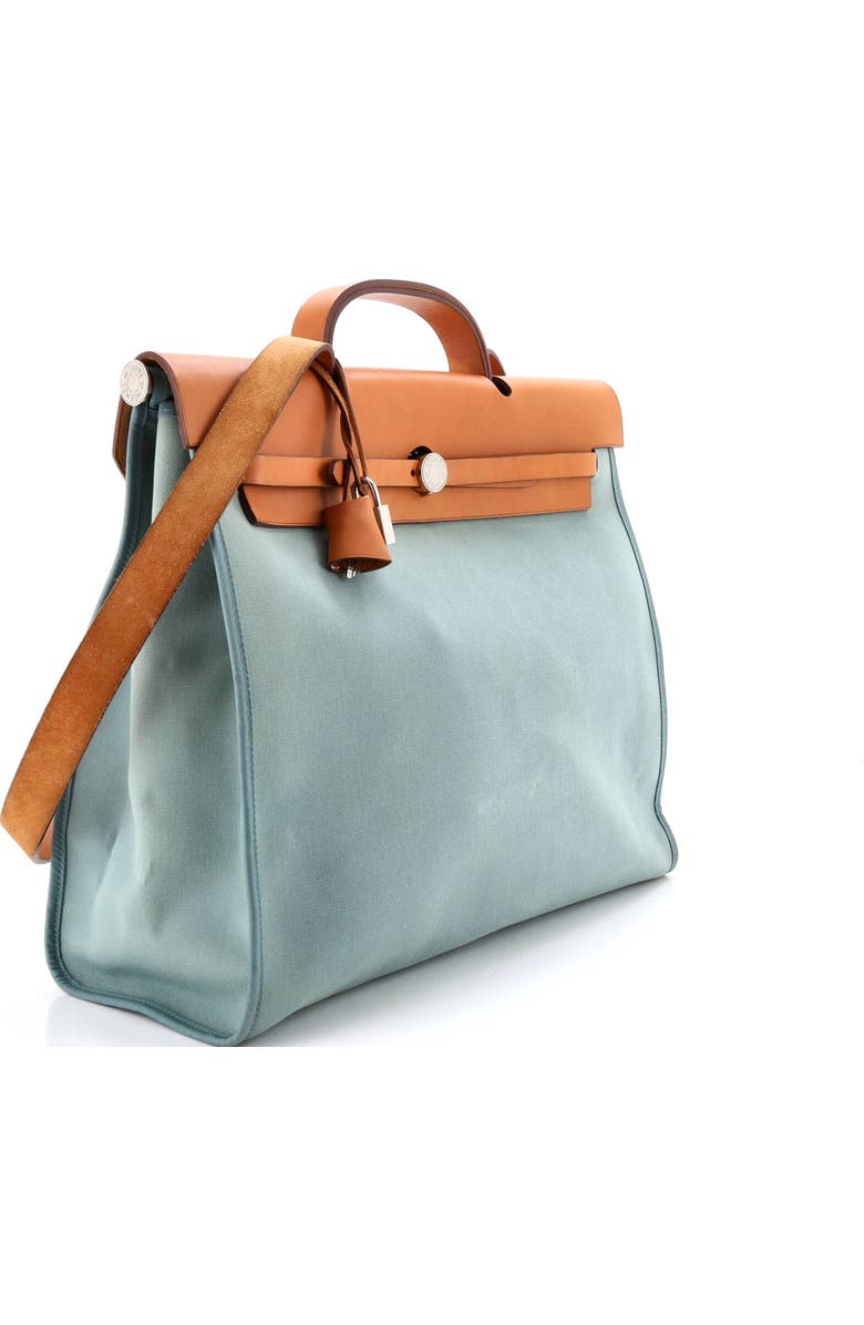 Pre-Owned Hermes Herbag Zip Leather and Toile 39, Alternate, color, Ciel