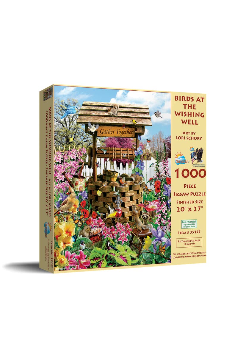 Birds at the Wishing Well 1000 piece Jigsaw Puzzle for Adults, Main, color, Multicolor