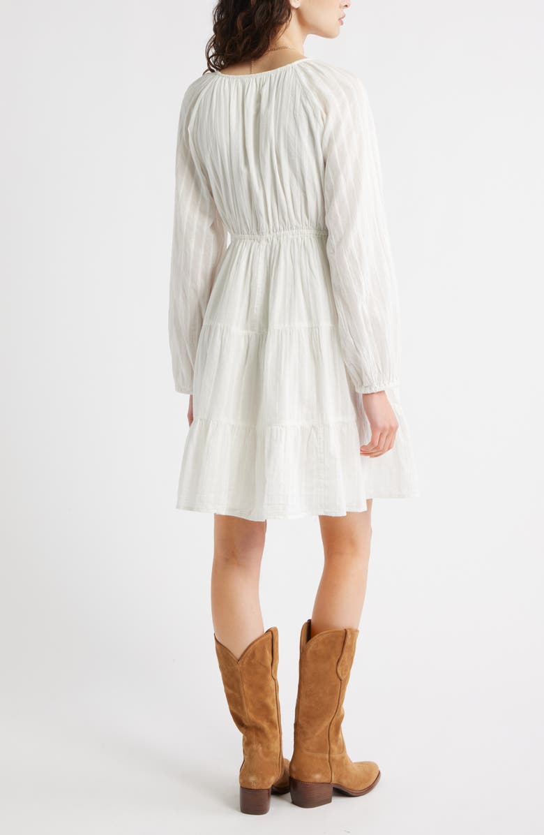 Treasure & Bond Floral Print Jacquard Long Sleeve Minidress, Alternate, color, Ivory Egret