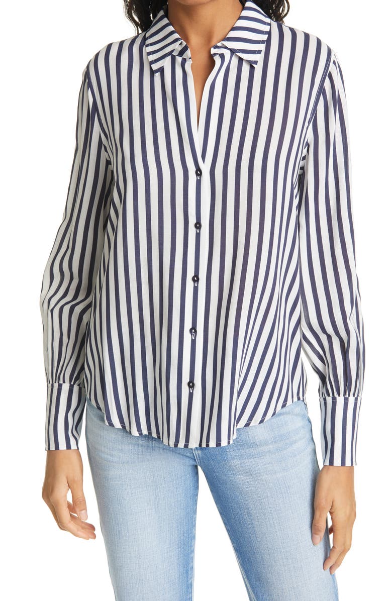 L'AGENCE Jess Stripe Button-Up Blouse, Main, color,