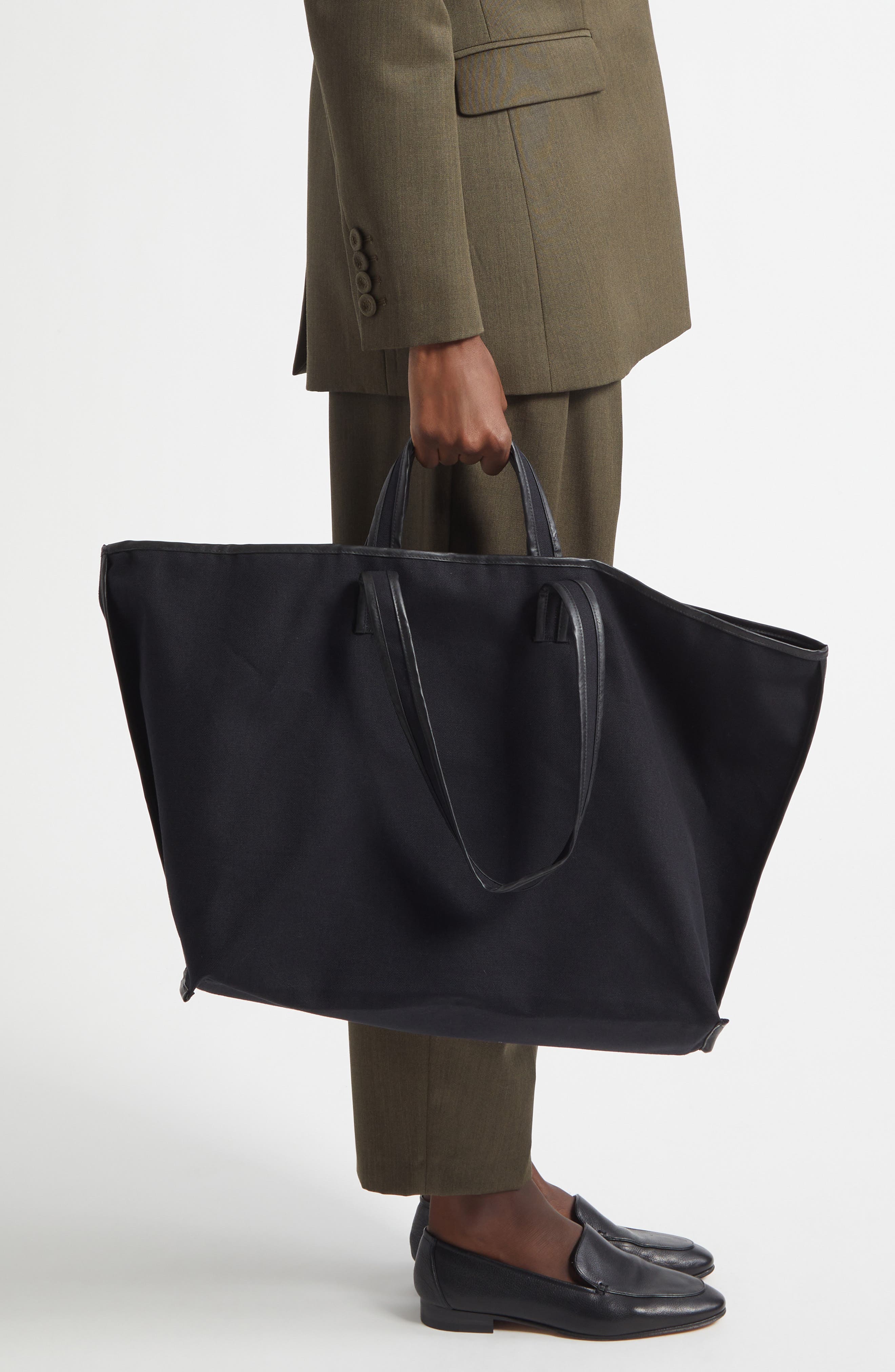 KASSL Contrast Trim Canvas Tote, Alternate, color, Black Oil Black