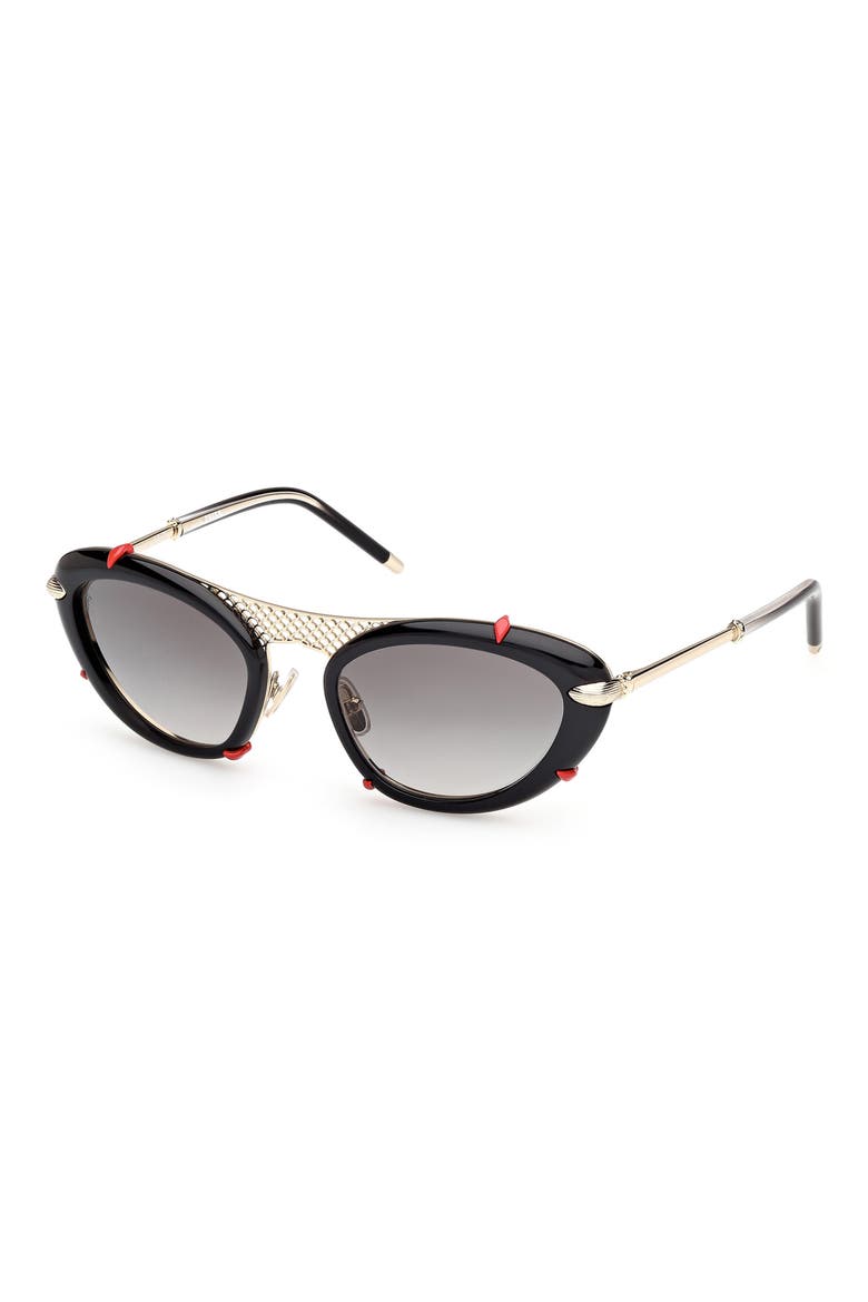 Dolly 54mm Gradient Oval Sunglasses, Alternate, color, BLACK/ PALE GOLD/ ZEISS SMOKE