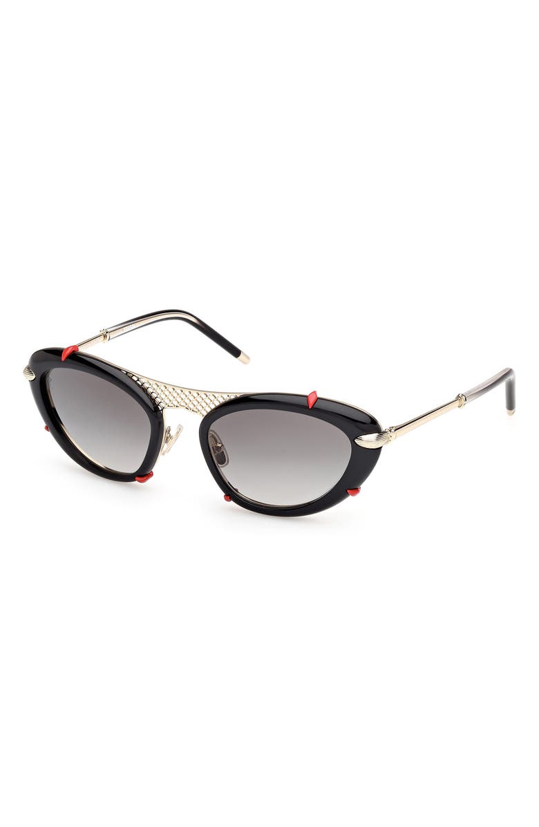 Christian Louboutin Dolly 54mm Gradient Oval Sunglasses, Alternate, color, Black/ Pale Gold/ Zeiss Smoke