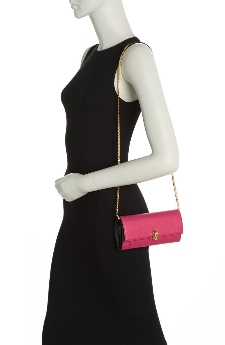 McQueen Skull Crossbody Wallet, Alternate, color, 