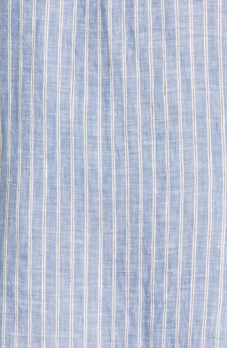 Eleventy Slim Fit Stripe Linen Button-Up Shirt, Alternate, color,