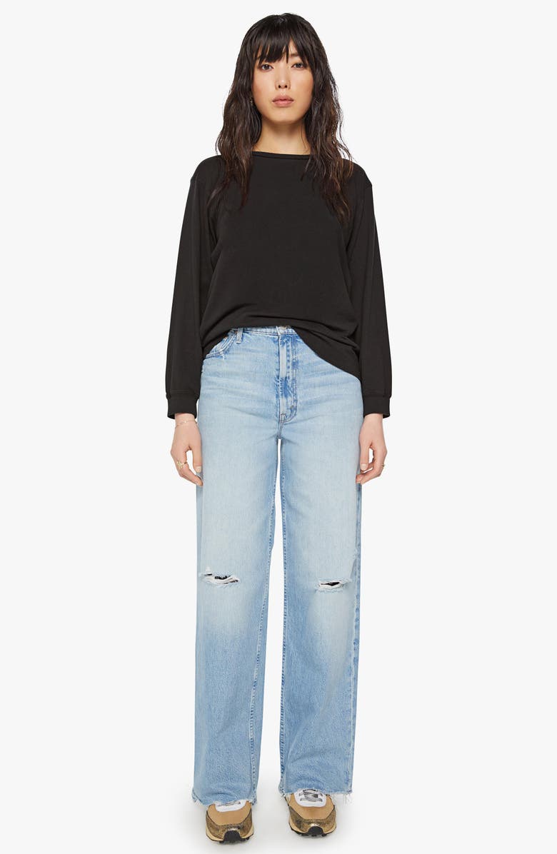 MOTHER The Long Sleeve Rowdy Cotton T-Shirt, Alternate, color, Black