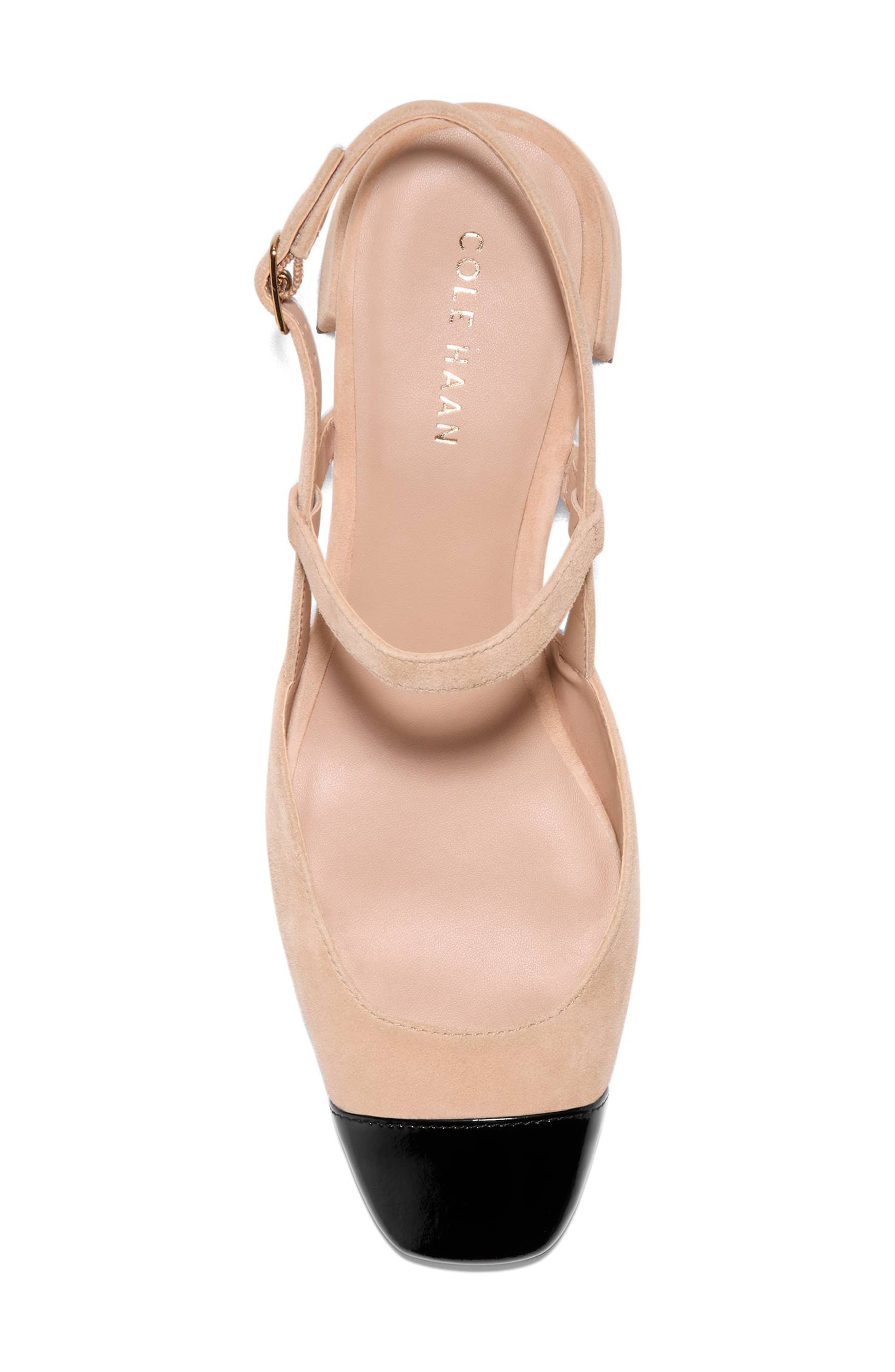 Cole Haan Pella Slingback Pump, Alternate, color, Tuscan Sand Suede/Black Patent