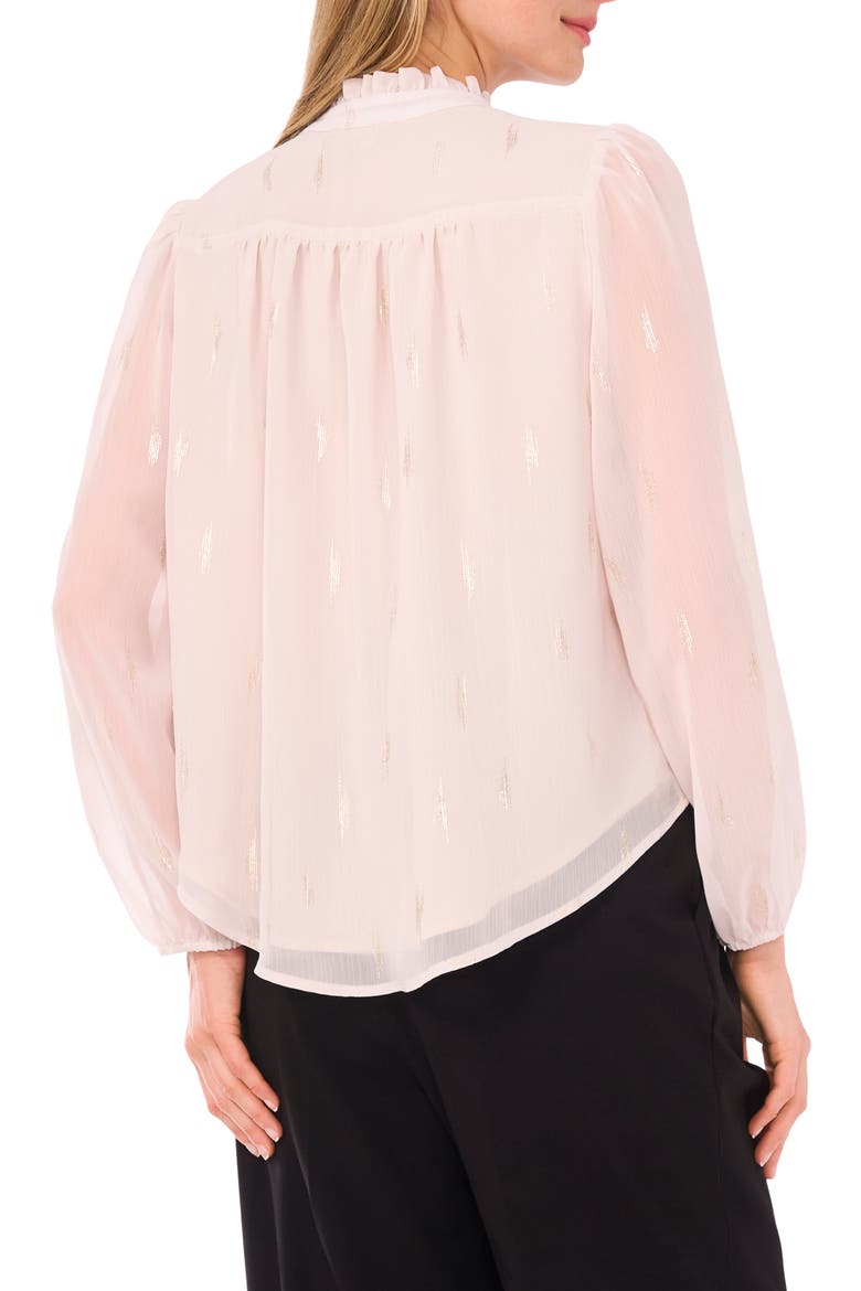 Ruffle V-Neck Button-Up Shirt, Alternate, color, SIROCCO GREY