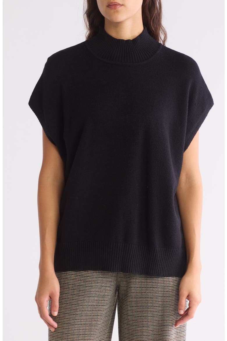 Mock Neck Sweater, Main, color, BLACK