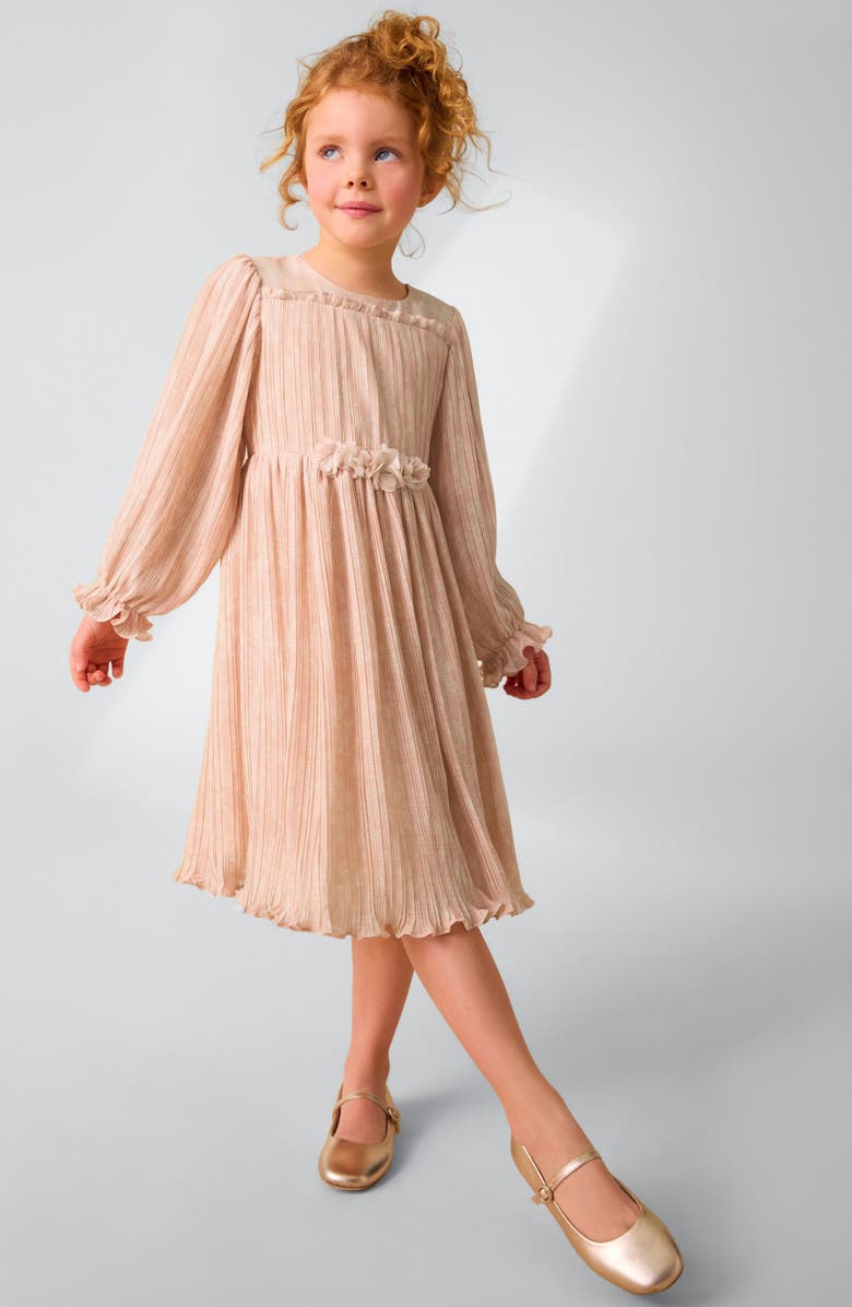 Laura Ashley Kids' Pleated Long Sleeve Dress, Alternate, color, 